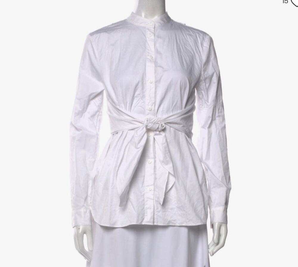 Tibi white button up shirt NWT 0 long sleeve ties in front career office work